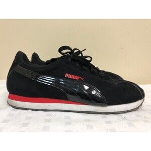 Puma men lace up casual Shoes Black/Red suede material upper size US 10.5/EUR 44